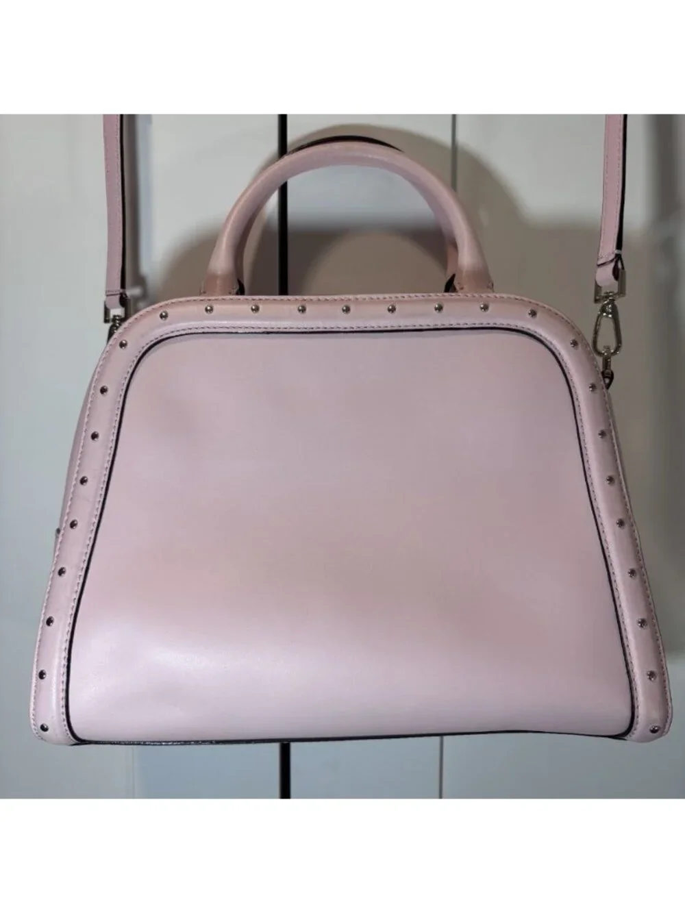 Kate Spade Helena Street Rocki Satchel Cow Leather Light Pink Studded Purse